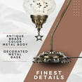 thumbnail image 5 of DEMMEX Authentic Turkish Lamp, Made in Turkey, Turkish Moroccan Mosaic Table Bedside Lamp, 100% Handcrafted, Antique Brass Color Metal Body and Decorated Metal Base, Gooseneck, 15" (White-Clear), 5 of 7