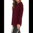 thumbnail image 3 of Camisas de Larga para Mujer, Blusas de Encaje, Ropa Informal de Negocios, Moda de Otoño, Blusas Tejidas Y2k Vino Tinto L, 3 of 8