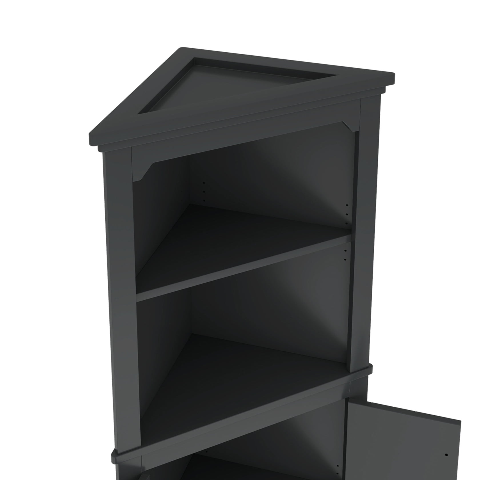 69" Corner Cabinet with Doors, Corner Bathroom Cabinet with Open Shelf, Freestanding Storage Cabinet for Bathroom, Living Room, Bedroom, Kitchen, Black