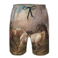 thumbnail image 4 of Kdxio Three Horses Oil Painting Pattern Mens Casual Shorts - Drawstring Summer Beach Sports Shorts for Men, 4 of 9