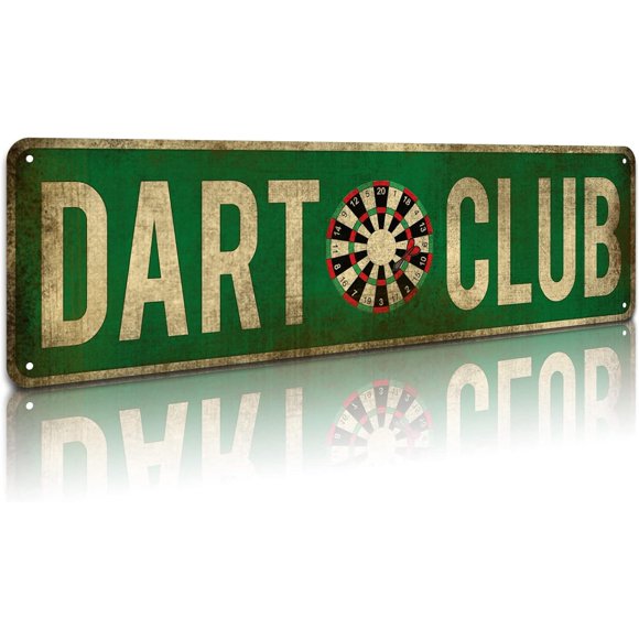 KooLL Dart Club Metal Sign, Street Funny Metal Sign Wall Decor for Bedroom Home Bar Garage Art Gift 4" by 16"