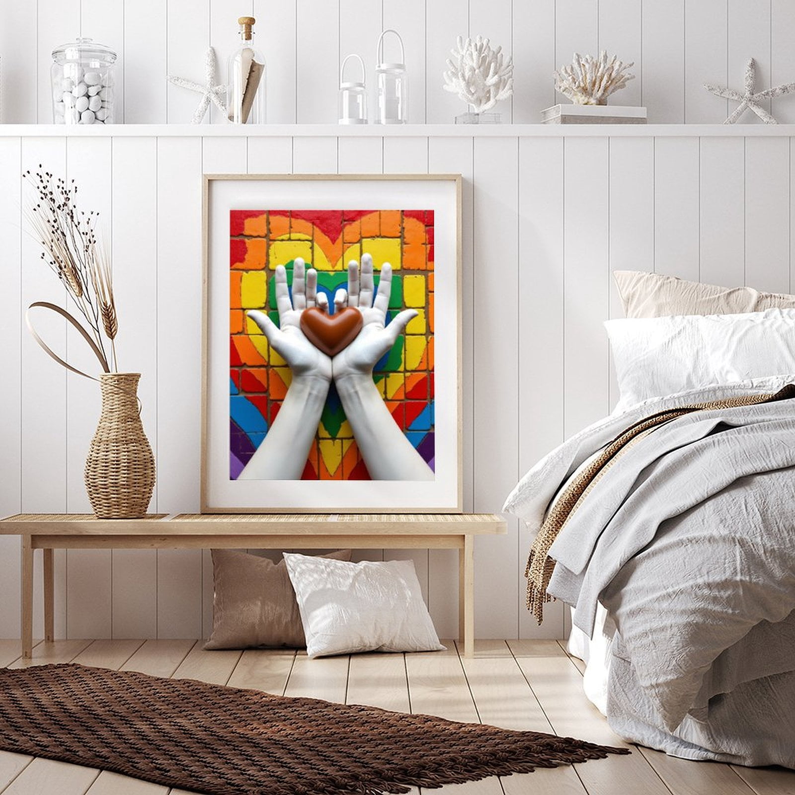 Diamond Art Kit for Adults, Colorful Hands Heart Mosaic Artwork Diamond Painting for Adults Beginners, DIY Diamond Art Painting Kits, 5D Diamond Painting Crafts for Home Decor 12x16 Frameless