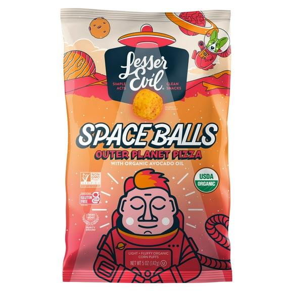 LesserEvil Organic Non-Dairy Space Balls, Pizza, 5 oz