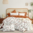 thumbnail image 2 of JOLUSERE Ensemble de Housse de Couette Grand, 3 Pcs Orange Floral Respirant Réversible Doux pour Toutes les Saisons, CARAMEL, 2 of 10