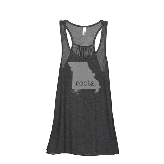 Thread Tank Home Roots State Missouri MO Women's Sleeveless Flowy Racerback Tank Top Charcoal Small