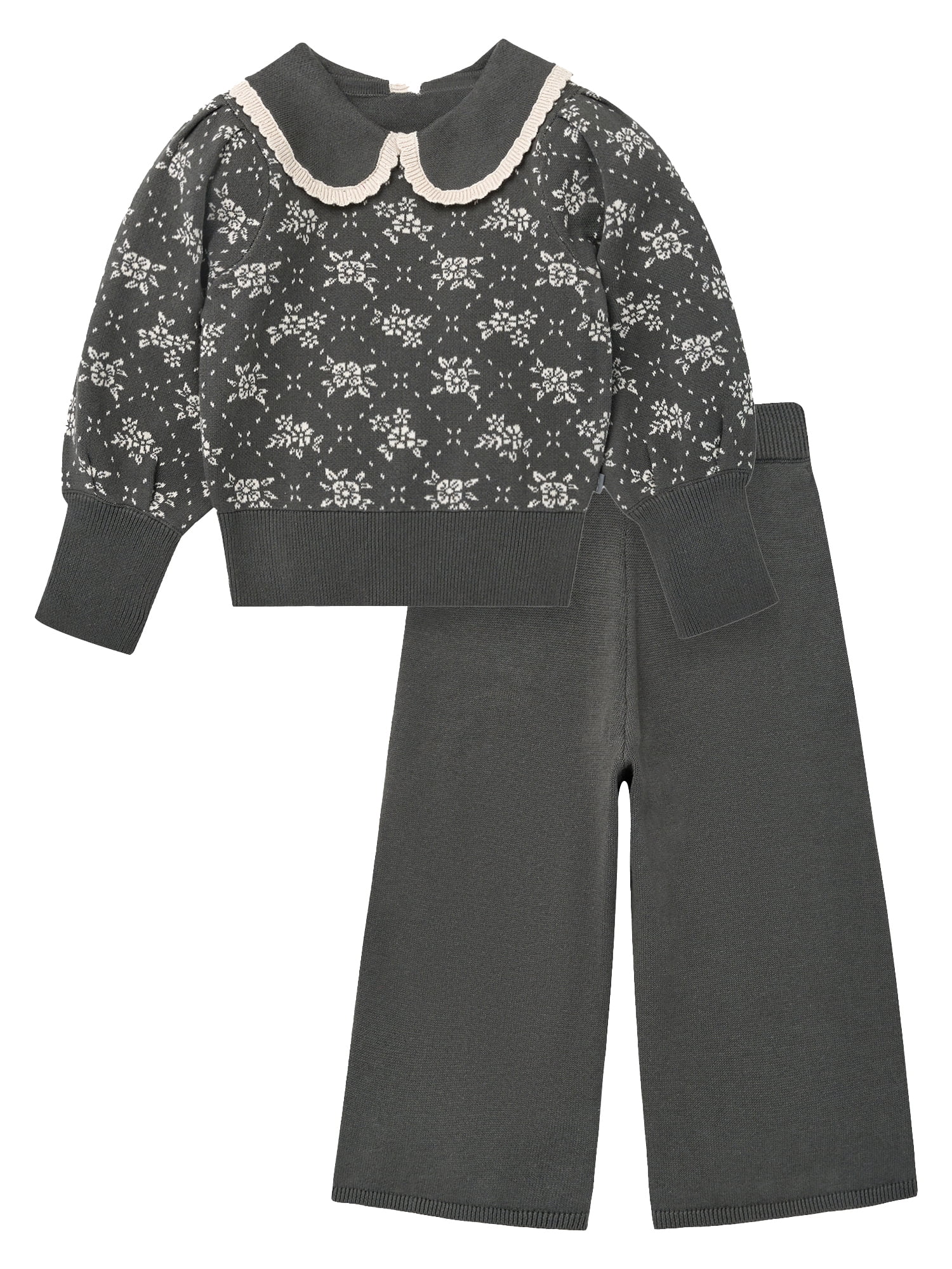 Modern Moments by Gerber Toddler Girl Collar Sweater and Pant Set, 2-Piece, Sizes 12 Months - 5T