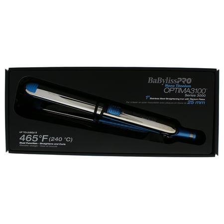 Nano Titanium Optima 3100 Flat Iron - Model # BABSS3100TC - Silver/Blue by BaBylissPRO for Unisex - 1 Inch Flat