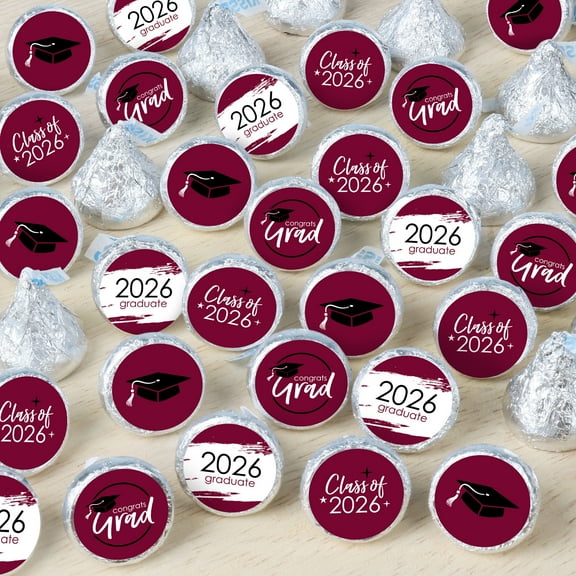 Big Dot of Happiness Maroon Grad - Best is Yet to Come - 2026 Burgundy Graduation Party Small Round Candy Stickers - Party Favor Labels - 324 Count