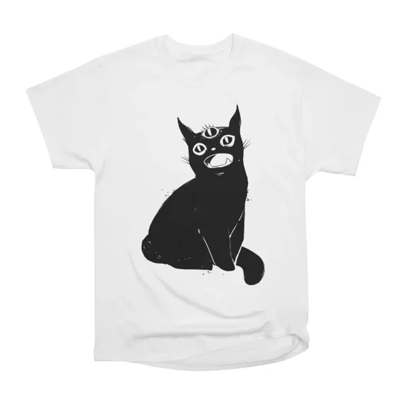 Black Cat With Third Eye T-Shirt Tee Gift For Him Merch For Her Apparel For Friend