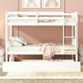 thumbnail image 2 of Bellemave Bunk Bed with Trundle, Twin Over Twin Bunk Bed Frame Can Convertible 2 Platform Bed, Wood Bunk Bed Built-in Ladder for Teens & Adults（White), 2 of 7