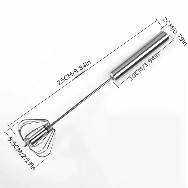 1pc Semi-automatic Rotary Egg Beater, Stainless Steel Whisk