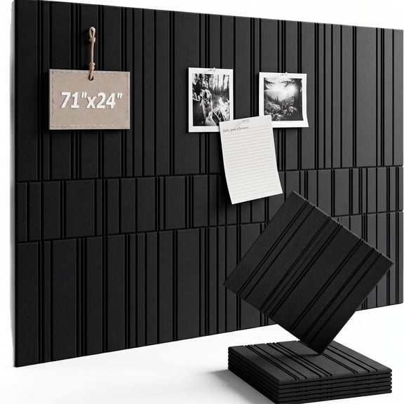 Merryhome Large Cork Boards for Walls, 12" x 12" 3D Wood-Grain Soundproof Panels, Felt Wall Tiles for Office Pin Board Tack Board Cork Boards, 12 Pack