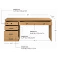 thumbnail image 3 of Linon Vaughan Computer Desk with File Cabinet and 3 Drawers, 65" Wide, Matte Maple Finish, 3 of 9