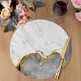 thumbnail image 3 of Gray Gold Marble Round 15 Inch Placemats Set of 2, Modern Abstract Marble Crack Texture HeatResistant Non Slip Place Mats for Dining Table, Wipeable Braided Kitchen Table Mats for Housewarming, 3 of 9