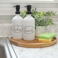 thumbnail image 2 of Darware 16oz Glass Pump Bottles (Set of 2, White w/ Black); Soap Dispenser Pump Bottles with Brushed Metal Pump Tops, 2 of 8