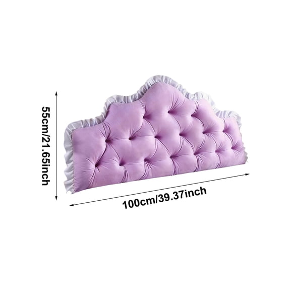Luxurious Crystal Velvet Tufted Headboard Pillow – 39" Scalloped Ruffle Backrest Cushion for Bed and Sofa Soft Support Reading Pillow with Ergonomic Lumbar Design, Decorative Tufted Cushion