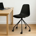 thumbnail image 4 of 2xhome Set of 2 Ergonomic Office Task Chairs with Wheels Plastic Fabric Padded Seat Curved Round Metal Wire Legs for Computer, 4 of 13