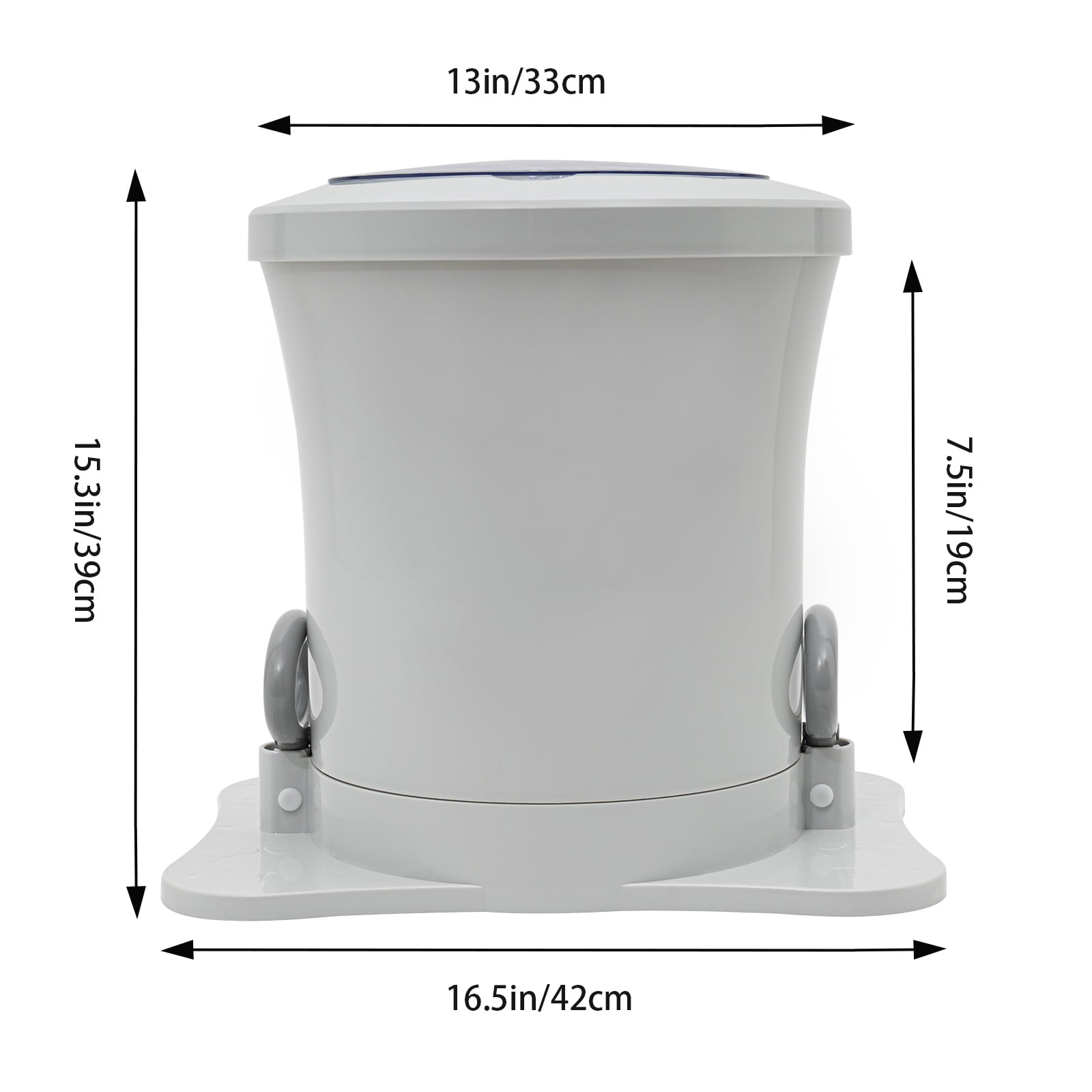 9L Portable Foot Operated Non-Electric Dehydrator Mini Manual Dehydrator Washing Machine White Round