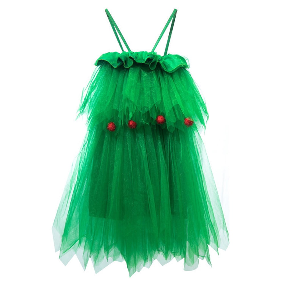 Traje De Árbol De Navidad Para Niñas – Vestido Verde Con Sombrero – Disfraz Infantil Para Actuaciones, Bailes Y Fiestas