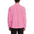 thumbnail image 3 of Unique Bargains Men's Polka Dots Print Dress Shirt Long Sleeves Casual Shirts M Pink, 3 of 6