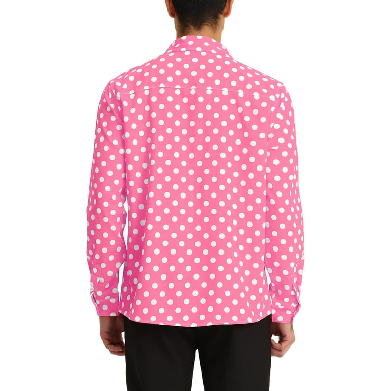 Unique Bargains Men's Polka Dots Print Dress Shirt Long Unique Bargains Men's Polka Dots Print Dress Shirt Long