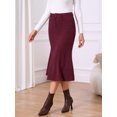 thumbnail image 3 of DARING DIVA Women's Corduroy High Waist Midi Mermaid Skirt with Pockets Large Wine Red, 3 of 6