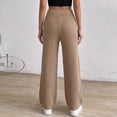 thumbnail image 7 of Lenpel Womens Casual Sweater Pants Fall Elastic High Waisted Knitted Trousers Plain Straight Leg Warm Pants with Pockets(Brown,Small), 7 of 7