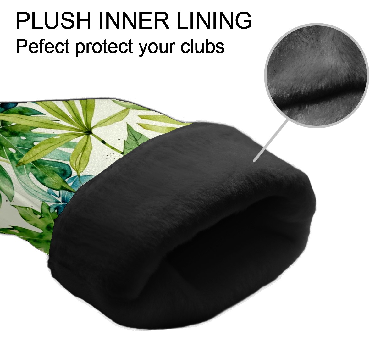Golf Club Covers, Green Leaves Premium PU Leather Driver Hybrid Putter Head Covers with Velvet Lining, Waterproof Golf Gifts for Men Women
