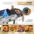 thumbnail image 4 of VINGLI 2-in-1 Propane Stove & Griddle Combo with Auto Ignition, 2 Burner 150,000 BTU Gas Stove & Grill with Side Shelves, Rolling Wheel & Regulator for Home Outdoor Backyard Camping Cooking Grilling, 4 of 9