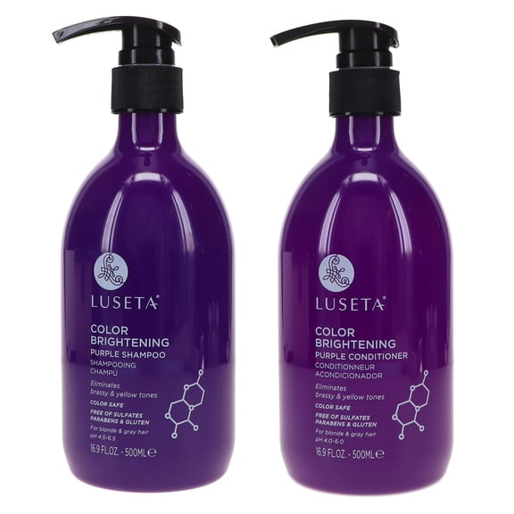 Luseta Color Brightening Purple Shampoo 16.9 oz & Color Brightening Purple Conditioner 16.9 oz Combo Pack