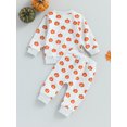 thumbnail image 4 of Wassery Toddler Boys Girls Fall Outfits 6M 12M 18M 24M 3T Infant 2Pcs Halloween Clothes Set Pumpkin Print Crew Neck Long Sleeve Sweatshirts and Long Pants, 4 of 9