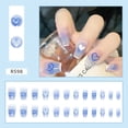 thumbnail image 1 of Heallor-uñas postizas de Cabeza Cuadrada corta, 24 piezas, con patrón de corazón, cobertura completa, para manicura, 1 of 5