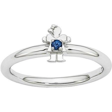 Stackable Expressions Created Sapphire Sterling Silver Rhodium Girl Ring