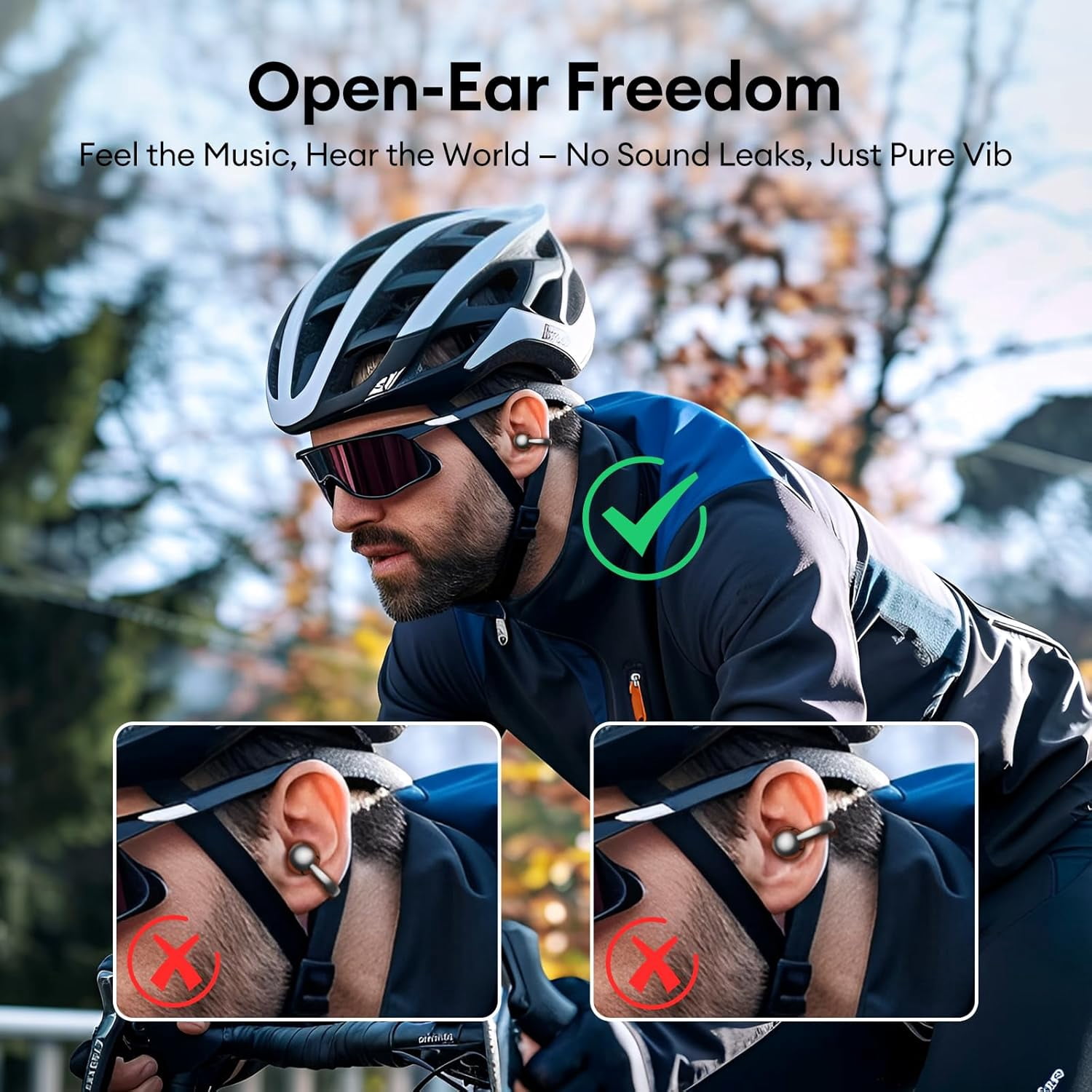 M100 Clip On Ear Headphones AI Open Ear Earbuds Wireless Bluetooth 5.4, Clip On Earbuds with LCD Touchscreen, Lightweight Comfort Open Ear Headphones for Sports, Fitness, and Workouts