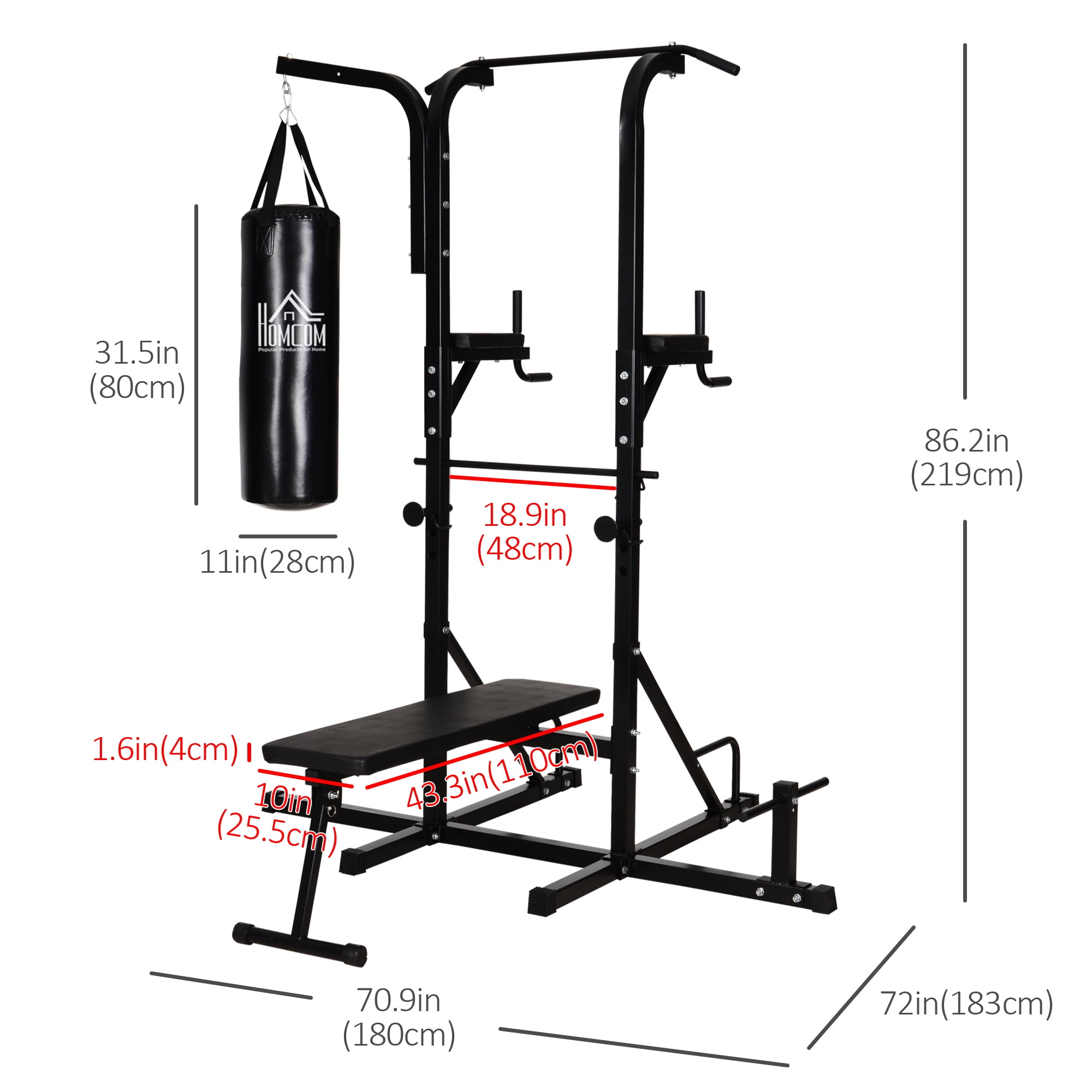 Soozier full body power tower home fitness station with sit up bench hotsell