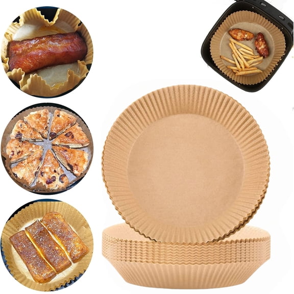 Air Fryer Disposable Paper Liner, Round Parchment Cooking Non-Stick, Baking Roasting Food Grade Paper for Air Fryer, Microwave Oven, Frying Pan, Oil-proof, Water-proof (20PCS)