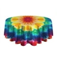 thumbnail image 5 of Rainbow Tie Dye Mandala Pattern Round Tablecloth 60"x60",Wrinkle Wipeable Table Cloth for Kitchen Dining Room Picnic Patio Party, 5 of 6