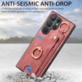 thumbnail image 6 of Wallet Case Compatible with Samsung Galaxy S24 Ultra with Card Holder, 360° Rotation Finger Ring Stand PU Leather Cover Drop Protection with Magnetic Snap Case Cover for Galaxy S24 Ultra - Pink, 6 of 8
