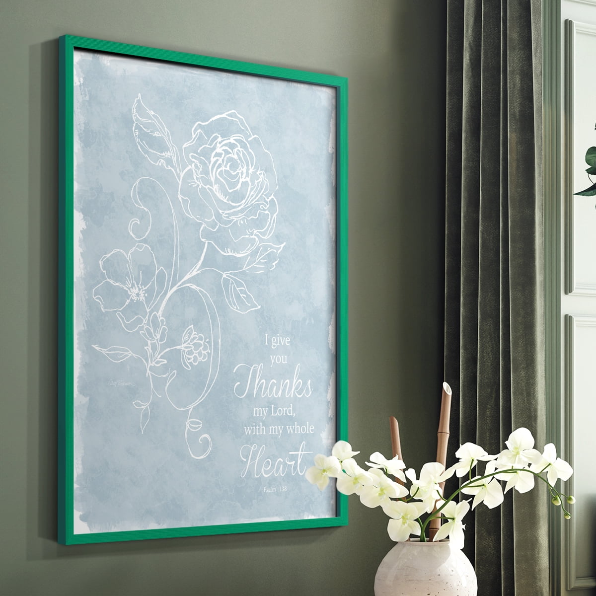 Whole Heart Framed Print in Green Solid Wood 11 x 14 Framed Print