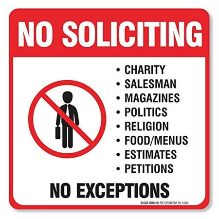 - (4 Pack) No Soliciting Sign - Decal Self Adhesive