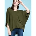 thumbnail image 4 of Made by Johnny Womens V-Neck Square Sleeves Oversized Loose Fit Top M OLIVE, 4 of 6