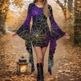 thumbnail image 2 of Fewfanhot Robes Maxi d'Halloween pour Femmes 2025 Robe Décontractée à Col Rond avec Imprimés Effrayants et Style Asymétrique Robe à Enfiler Patchwork, 2 of 5