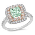 thumbnail image 2 of 2.07 ct Princess Cut Simulated Green Diamond Halo Engagement Ring for Women in 18K White/Rose Gold, 2 of 2