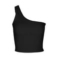 thumbnail image 4 of JAKANYQ Camisole For Women Solid Color Short Bustier One Shoulder Camisole Tank Top T Shirt Stylish Casual Crop Top Simple Stretchy, 4 of 4