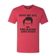 thumbnail image 2 of Parks and Recreations Give Me All The Bacon and Eggs Pop Male Premium Tri Blend T-Shirt, Vintage Red, Medium, 2 of 3