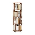 thumbnail image 3 of Solid Wood 4-Tier Revolving Bookshelf on Wheels, 360 Spin, Walnut, 3 of 17
