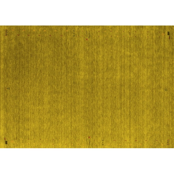 Ahgly Company Indoor Rectangle Abstract Yellow Contemporary Area Rugs, 2' x 3'