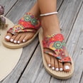 thumbnail image 3 of Rokment Ethnic Bohemian Flip Flops for Women 2026 Beach Summer Vintage Comfortable Platform Flat Walking Sandals Casual Flatform Dress Slip on Slides Slippers Red Size 6.5, 3 of 6