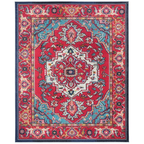 SAFAVIEH Monaco Vivyan Traditional Area Rug, Red/Turquoise, 8' x 10'
