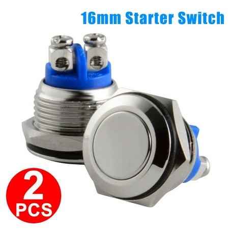 Stainless Steel Steel Switch TSV 2pcs 16mm Starter Switch / Boat Horn Momentary Push Button Stainless Steel Metal ()